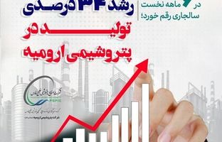 رشد ۳۴ درصدی تولید در پتروشیمی ارومیه