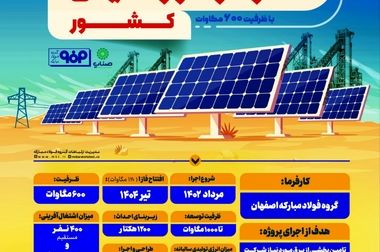 ۴۰ درصد از تجهیزات مورد استفاده در نیروگاه آفتاب شرق تولید داخل است