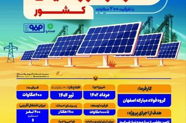 حرکت فولاد مبارکه برای توسعه انرژی‌های تجدیدپذیر در راستای کاهش ناترازی‌های انرژی و حمایت از صنعت کشور است