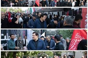 حضور مدیران و کارکنان بانک ملت در مراسم بدرقه رهبر شهید انقلاب / بازدید مدیرعامل از روند خدمت رسانی به مردم در موکب‌ها