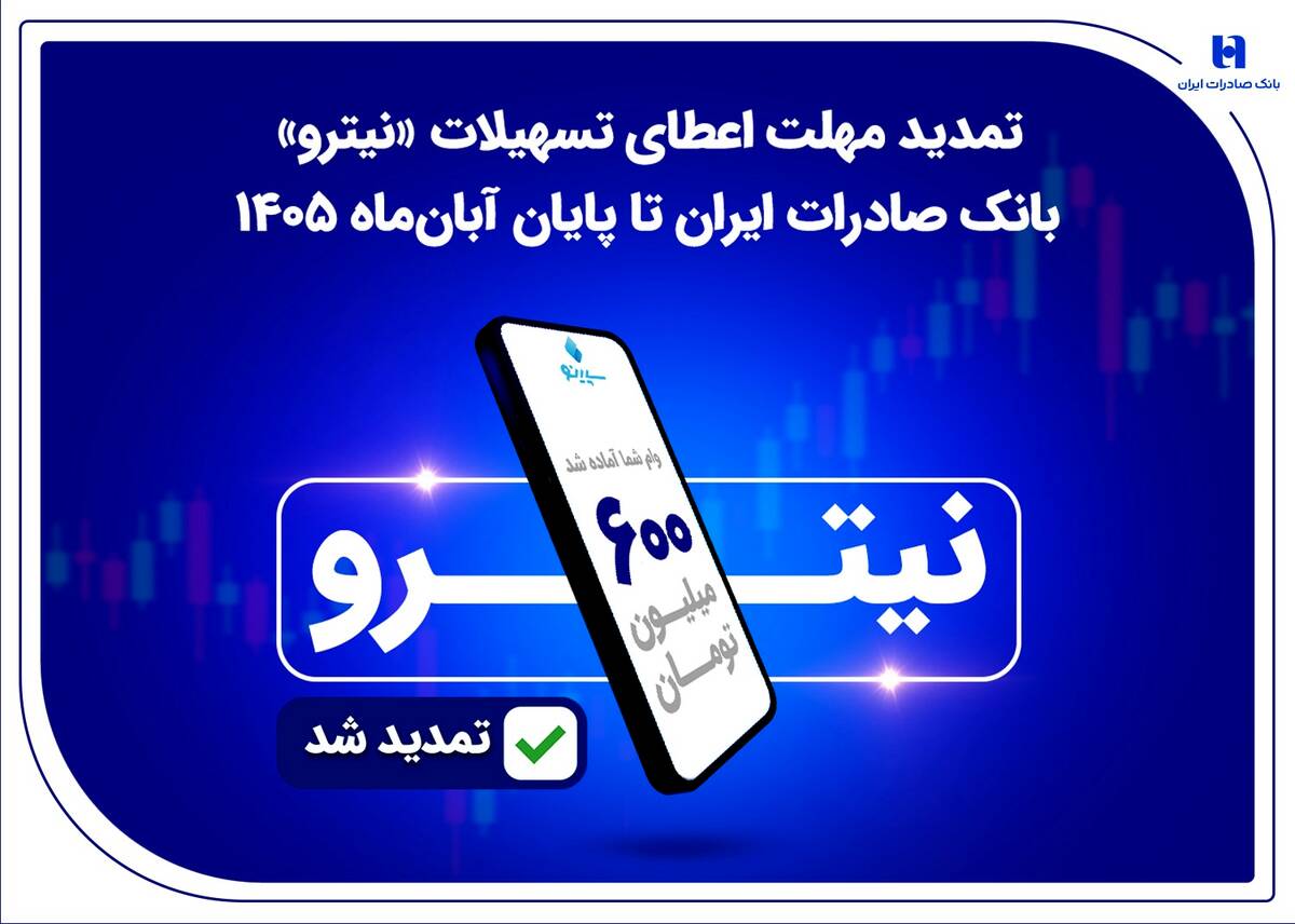 تمدید مهلت اعطای تسهیلات «نیترو» بانک صادرات ایران تا پایان آبان‌ماه 1405