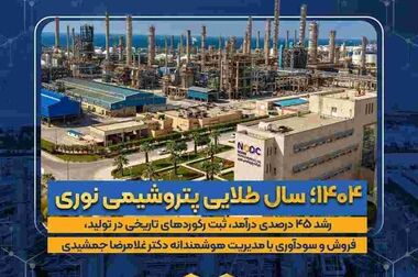 تقدیر رئیس جمهور از عملکرد برتر شرکت پتروشیمی نوری در ارزیابی ملی وزارت صمت / غول آروماتیکی ایران «واحد نمونه صنعتی و معدنی سال ۱۴۰۴» کشور شد