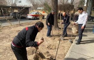 غرس نهال در ایستگاه ۳۴ آتش نشانی به مناسبت هفته درختکاری