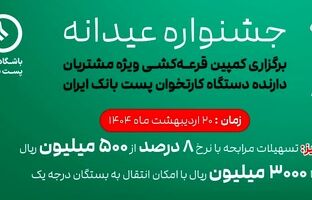 عضویت ۳۹۰ هزار نفر از دارندگان دستگاه‌های پایانه فروش پست بانک ایران در باشگاه مشتریان و شرکت آنها در جشنواره جوایز
