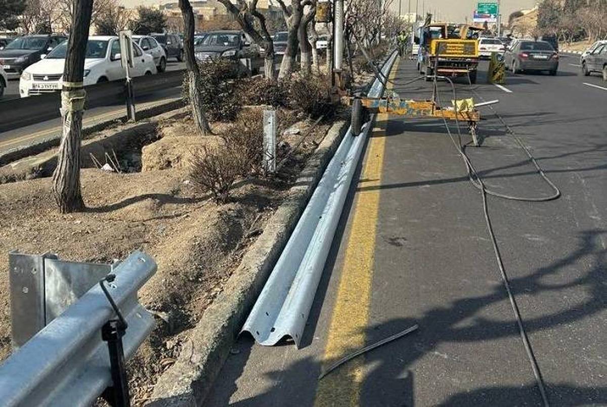نوسازی و افزایش ایمنی گاردریل‌های بزرگراه شهید همت