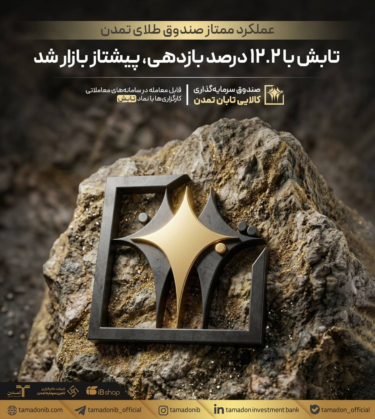 عملکرد ممتاز صندوق طلای تمدن؛ تابش با ۱۲.۲ درصد بازدهی، پیشتاز بازار شد