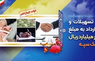 پرداخت تسهیلات و انعقاد قراردادبه مبلغ ۳۴۳ هزار میلیارد ریال توسط بانک سپه