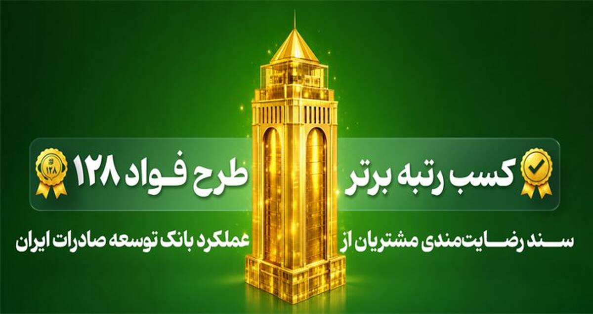 بانک توسعه صادرات ایران رتبه برتر طرح «فواد ۱۲۸» ( رسیدگی به درخواست های مردمی ) را کسب کرد