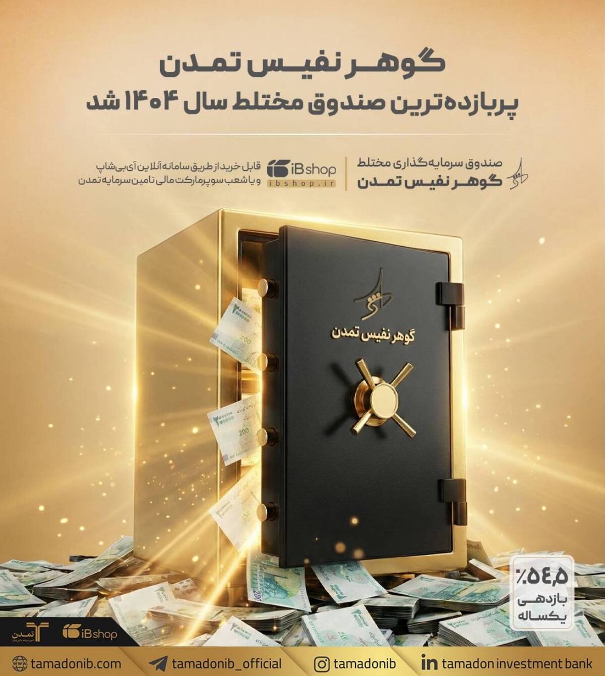 «گوهر نفیس تمدن» پربازده‌ترین صندوق مختلط سال ۱۴۰۴ شد