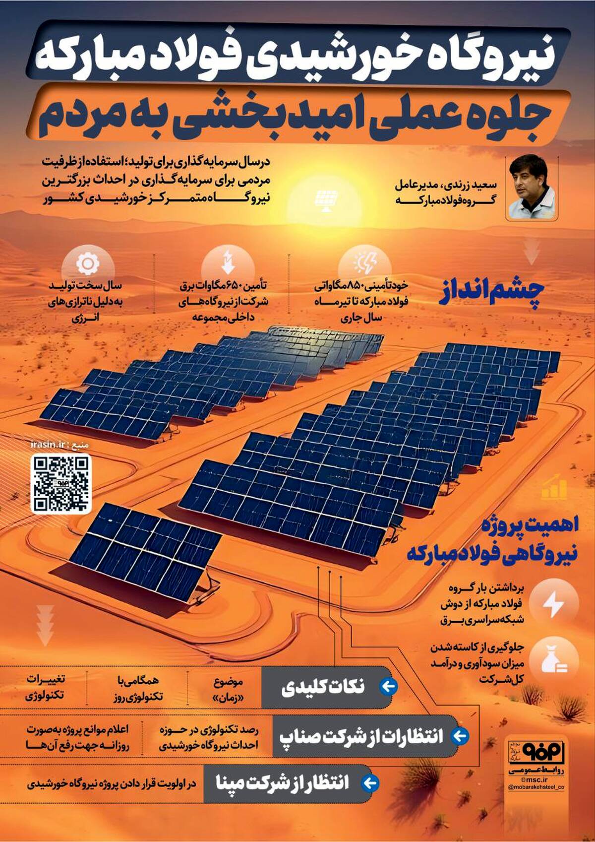 نیروگاه خورشیدی فولاد مبارکه؛ جلوه عملی امیدبخشی به مردم