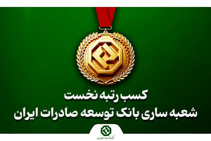 کسب رتبه نخست شعبه ساری بانک توسعه صادرات ایران در استان مازندران