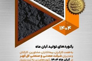 رکوردهای تولید کارخانجات شرکت معدنی و صنعتی گل گهر در آبان ماه ۱۴۰۴
