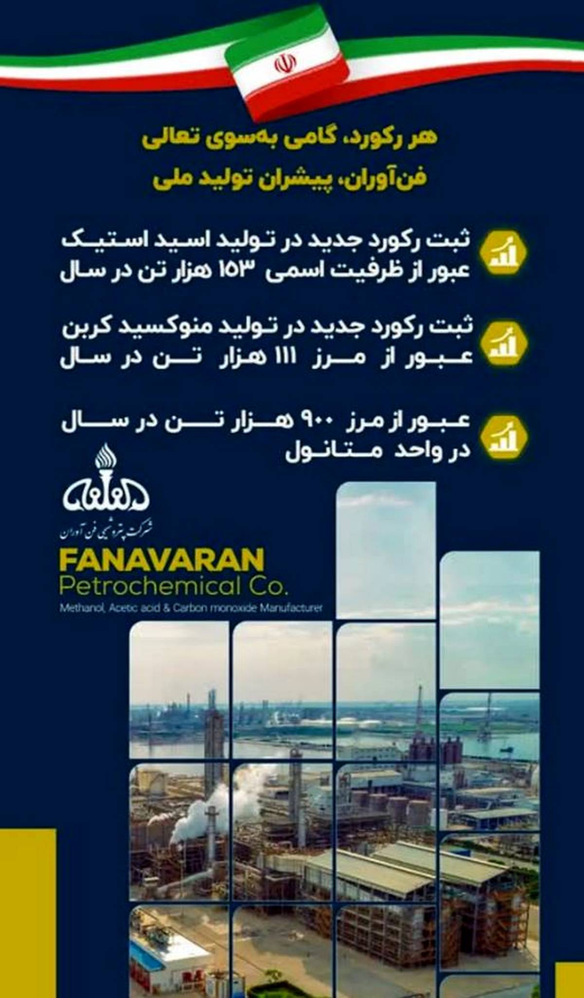 رکورد تولید در پتروشیمی فن‌آوران شکسته شد