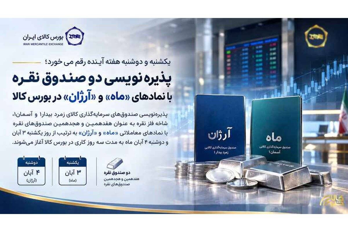 پذیره‌نویسی دو صندوق نقره با نمادهای «ماه» و «آرژان» در بورس کالا