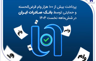پرداخت بیش از ۱۰۰ هزار وام قرض‌الحسنه و حمایتی توسط بانک صادرات ایران در شش‌ماهه نخست ۱۴۰۴