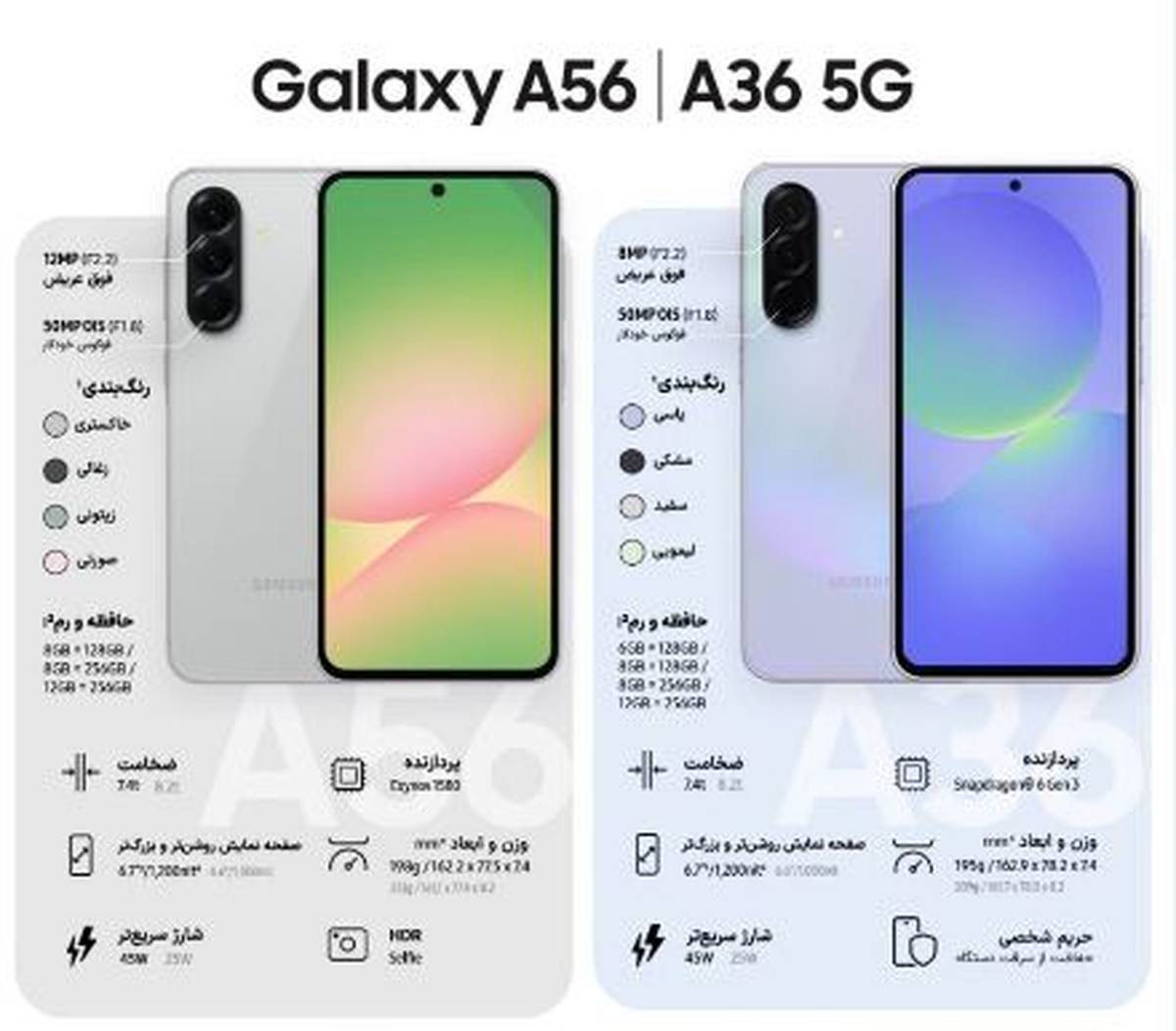 آشنایی با قابلیت‌های برجسته گوشی‌های جدید Galaxy A56 و Galaxy A36 سامسونگ