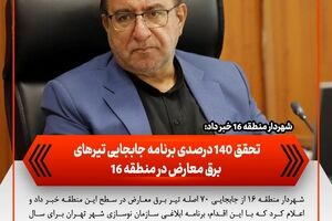 تحقق ۱۴۰ درصدی برنامه جابجایی تیرهای برق معارض در منطقه ۱۶