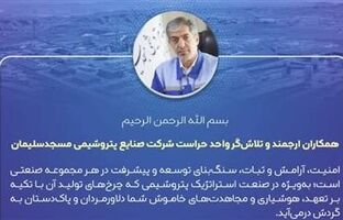 پیام مدیر عامل شرکت صنایع پتروشیمی مسجدسلیمان به مناسبت گرامیداشت روز حراست