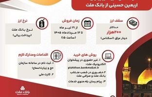 فروش ارز اربعین به صورت حضوری و غیرحضوری در بانک ملت/ اینفوگرافی