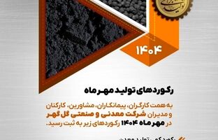 ثبت رکوردهای جدید تولید در شرکت معدنی و صنعتی گل‌گهر