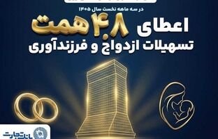بانک تجارت با اعطای ۴.۸ همت تسهیلات ازدواج و فرزندآوری از خانواده‌های ایرانی حمایت کرد